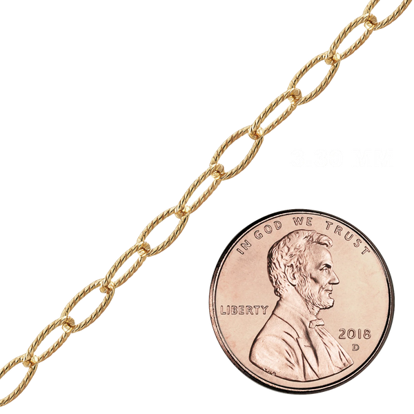 Bulk / Spooled Textured Light Round Cable Chain in 14K Gold-Filled (3.30 mm)