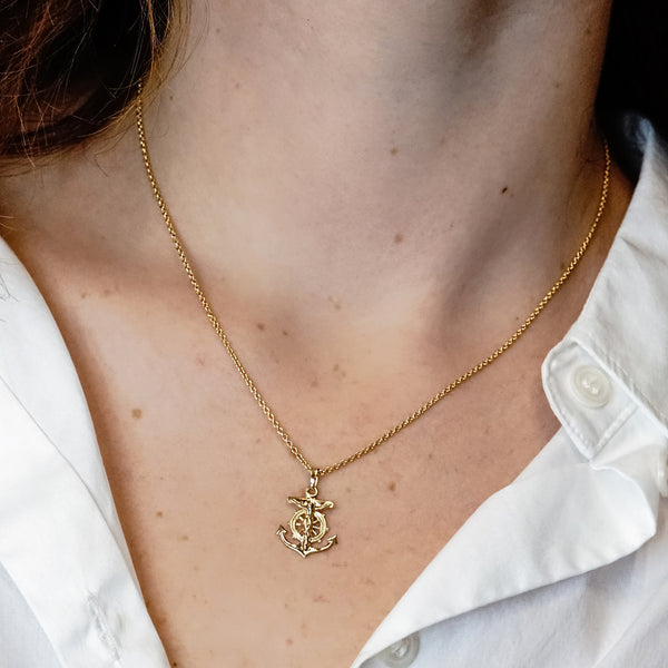 ITI NYC Mariner Anchor Crucifix Pendant in Sterling Silver