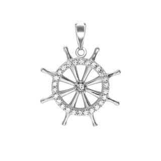 Shipwheel with CZ's Charm (24 x 19 mm)
