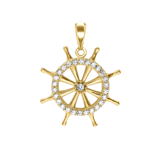 Shipwheel with CZ's Charm (24 x 19 mm)