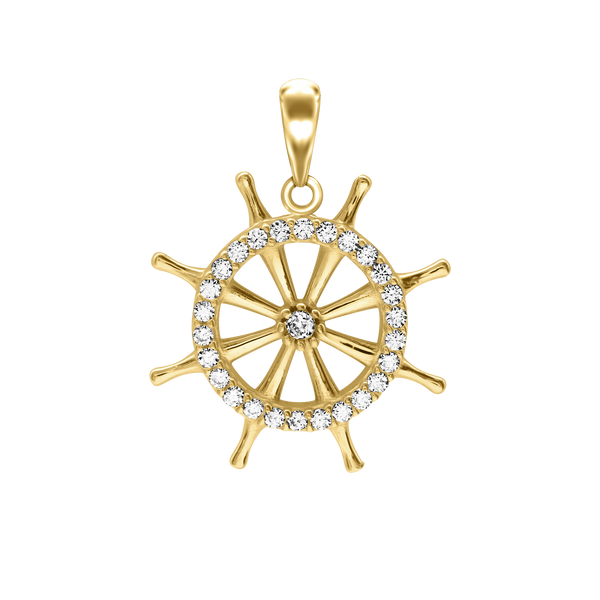 Shipwheel with CZ's Charm (24 x 19 mm)
