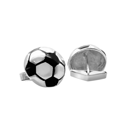 Soccer Ball Cuff Links in Sterling Silver (29 x 19mm)