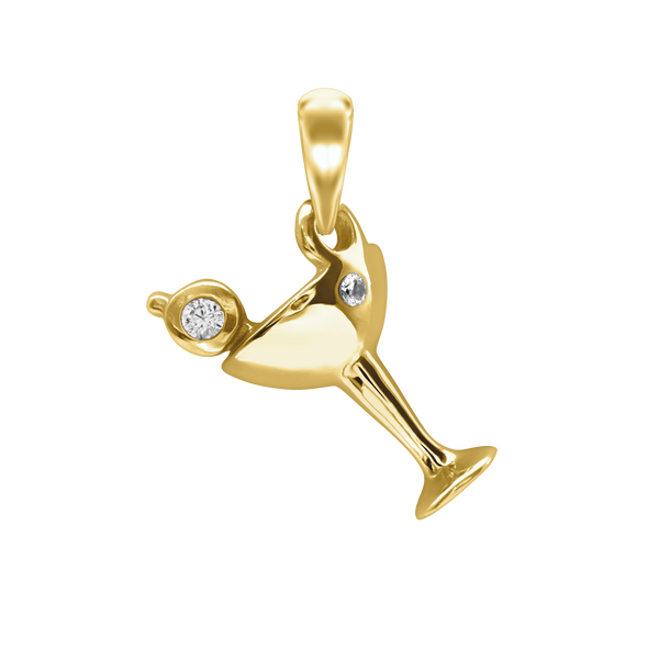 Martini Glass with CZ's Charms (19 x 11mm)