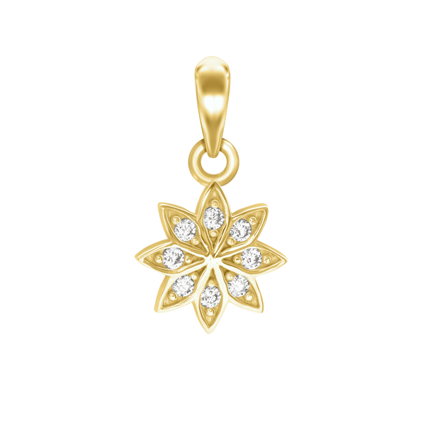 Small Flower Charm with CZ's (19 x 10mm)