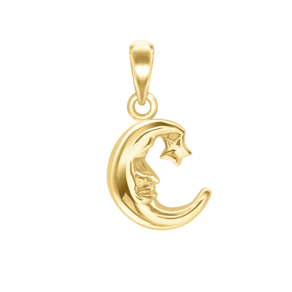 Moon with Face and Star Charm (21 x 10mm)