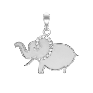 Elephant White Enamel with CZ's Charm (22 x 24mm)