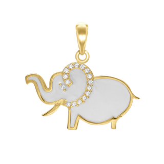 Elephant White Enamel with CZ's Charm (22 x 24mm)