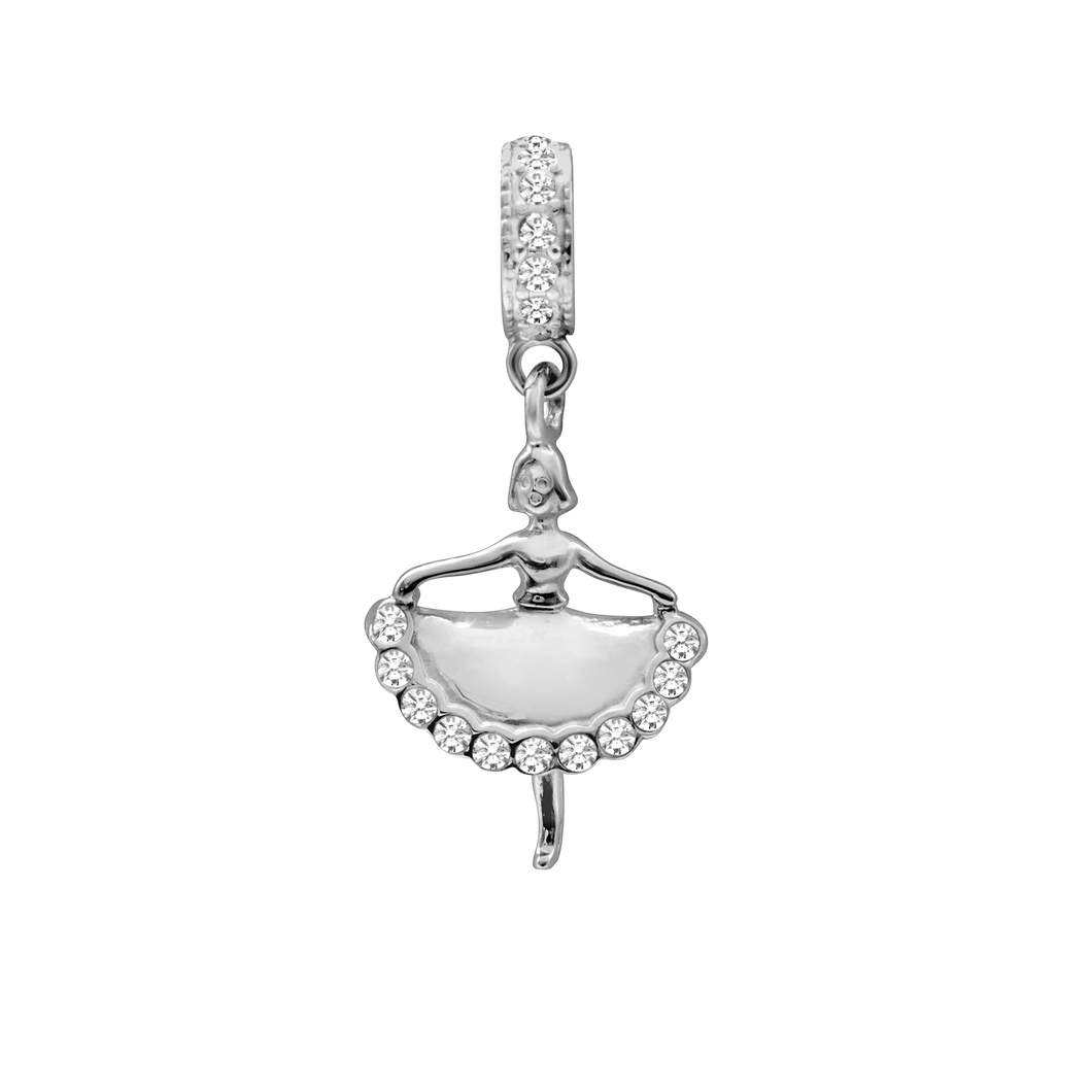 Ballet Dancer with CZ's Charm (28 x 14mm)