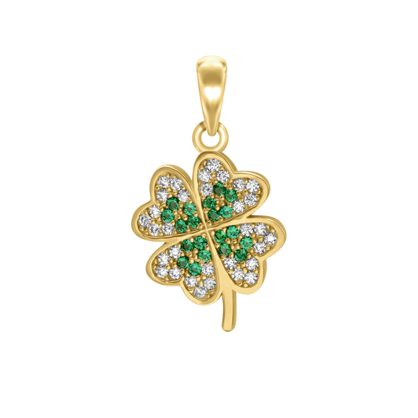 Four Leaf Clover with CZ's Charm (23 x 13 mm)