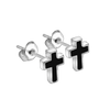 Black Enamel Cross Earrings