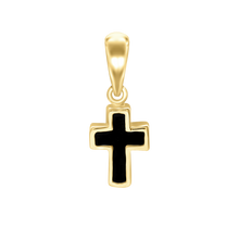 Load image into Gallery viewer, Tiny Cross Charm with Black Enamel (18 x 7 mm)
