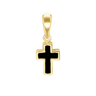Tiny Cross Charm with Black Enamel (18 x 7 mm)