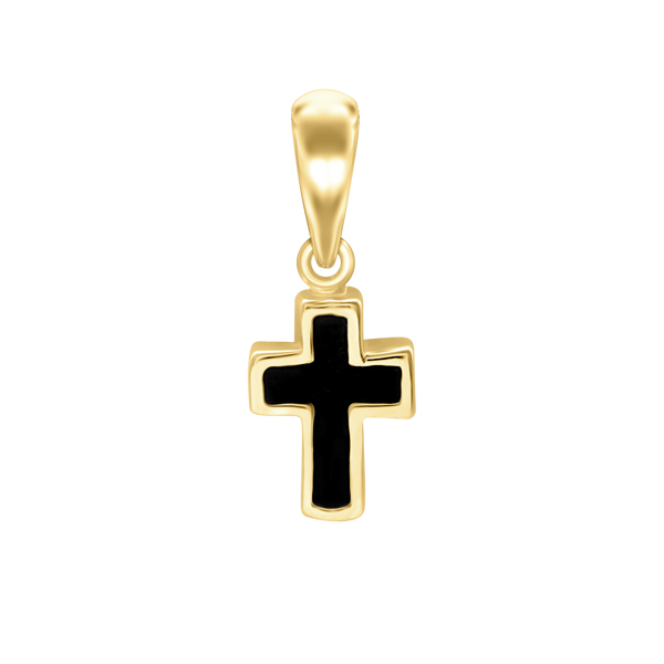 Tiny Black Cross Charm (16 x 6 mm)
