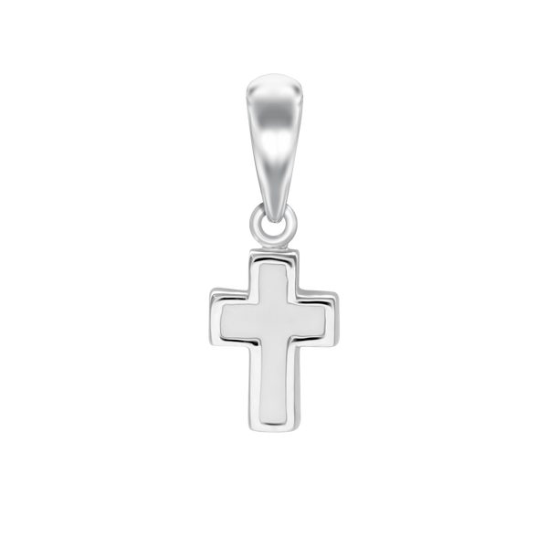 Tiny Cross Charm with White Enamel (18 x 7 mm)