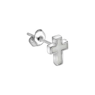 White Enamel Cross Earrings