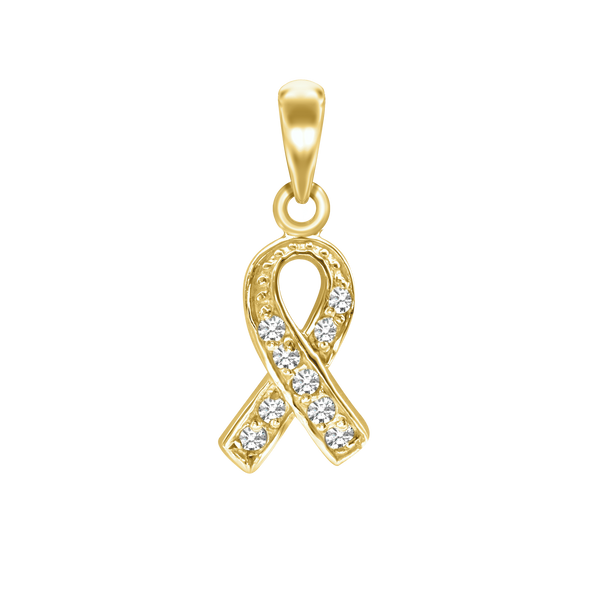 Ribbon Charm with CZ's (22 x 9mm)