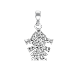 Girl Charm with CZ's (22 x 13mm)