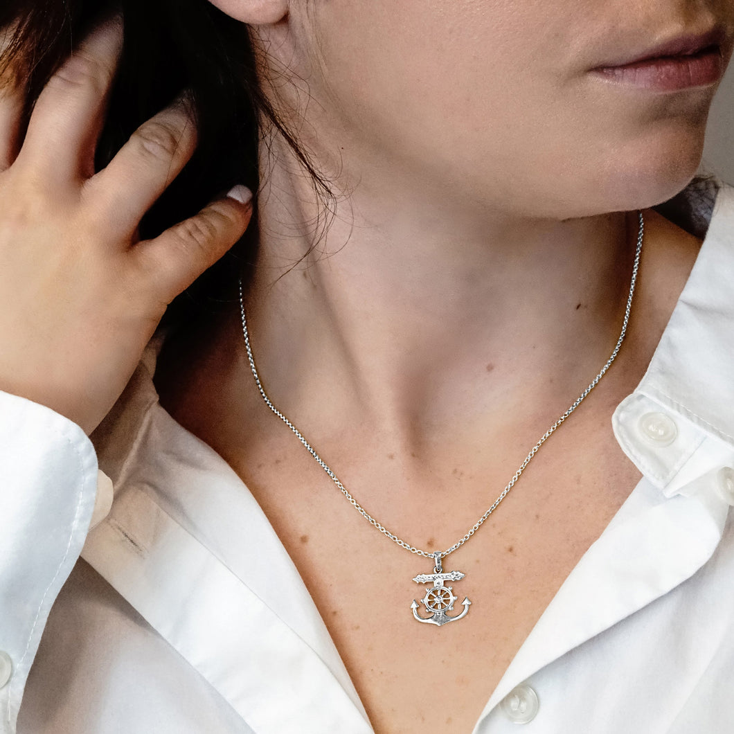 ITI NYC Mariner Anchor Cross Pendant in Sterling Silver