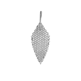 Thin Leaf Charm with CZ's (36 x 13mm)