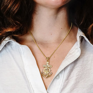 ITI NYC Mariner Anchor Crucifix Pendant in Sterling Silver