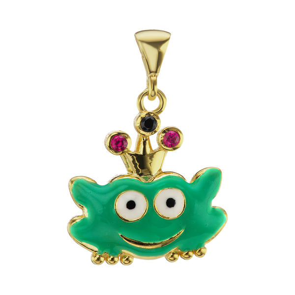 Little Frog Enamel Charm with CZ's (21 x 15mm)