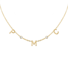 Load image into Gallery viewer, Initial and Gemstone Necklace in 14K Yellow Gold (Diamond Cut Round Cable)
