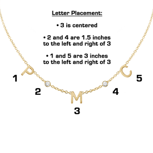 Initial and Gemstone Necklace in 14K Yellow Gold