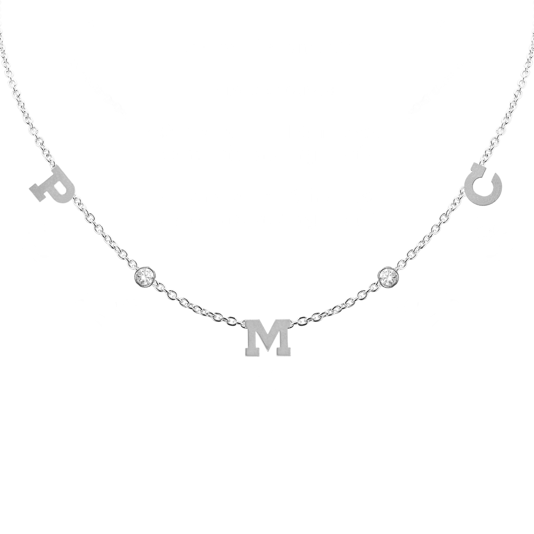 Clarenwood Initial and Gemstone Necklace in 14K White Gold (Medium Round Cable)