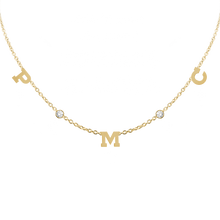 Load image into Gallery viewer, Clarenwood Initial and Gemstone Necklace in 14K Yellow Gold (Diamond Cut Round Cable)
