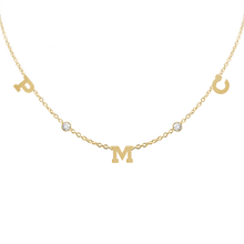 Load image into Gallery viewer, Clarenwood Initial and Gemstone Necklace in 14K Yellow Gold (Diamond Cut Round Cable)
