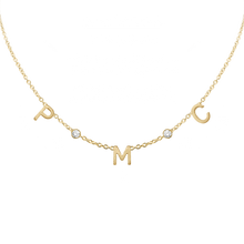 Load image into Gallery viewer, Initial and Gemstone Necklace in 14K Yellow Gold (Diamond Cut Round Cable)
