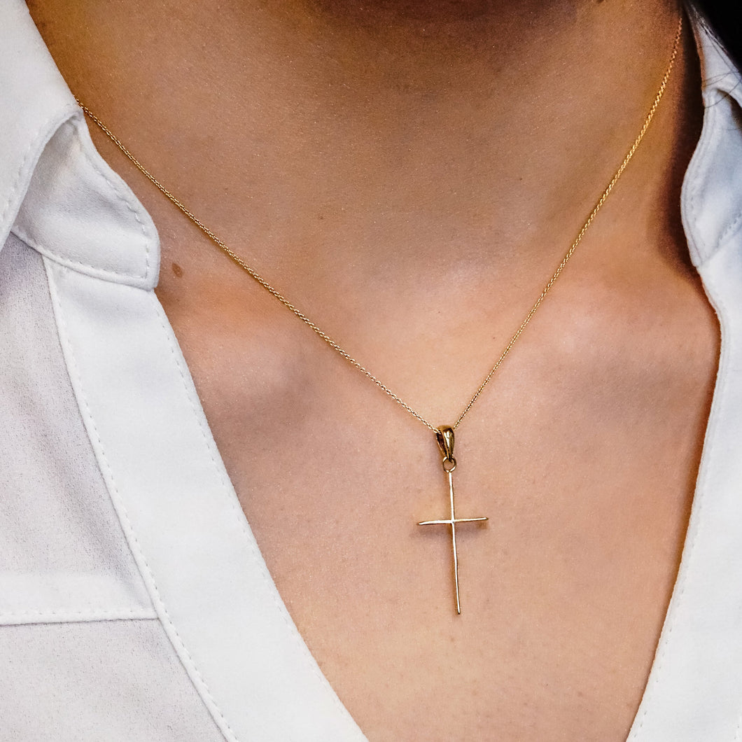 ITI NYC 14K Gold Thin Plain Cross Pendant