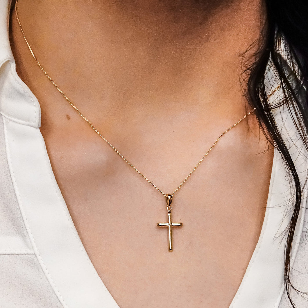 ITI NYC Domed Plain Cross Pendant in 14K Gold