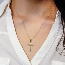 Load image into Gallery viewer, ITI NYC Domed Plain Cross Pendant in 14K Gold
