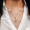 ITI NYC Raised Cross Pendant with Beaded Edge in 14K Gold