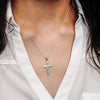 ITI NYC Raised Cross Pendant with Beaded Edge in 14K Gold