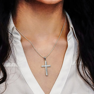 ITI NYC Sterling Silver Raised Cross with Detailed Edge