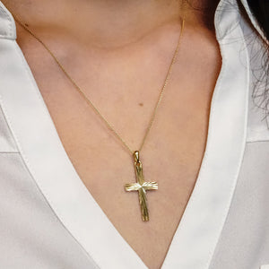 ITI NYC Cross Pendant with Diamond Cut Design in 14K Gold