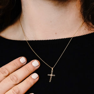 ITI NYC Filigree Cross Pendant with Diamonds in 14K Gold