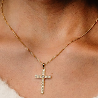 ITI NYC Fancy Cross Pendant with Diamonds in 14K Gold