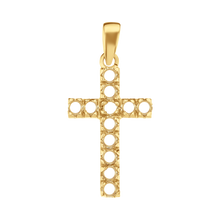 Load image into Gallery viewer, 14K Gold Contemporary Classic Cross 12 Stone Pendant Mounting (27 x 12 mm)
