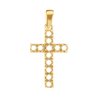 14K Gold Contemporary Classic Cross 12 Stone Pendant Mounting (27 x 12 mm)