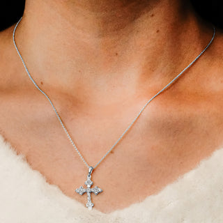ITI NYC Trinity Cross Pendant with Cubic Zirconia in Sterling Silver