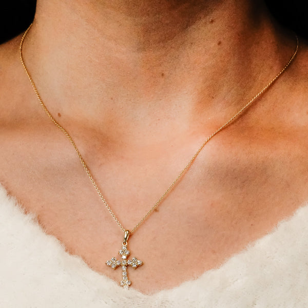 ITI NYC Trinity Cross Pendant with Cubic Zirconia in Sterling Silver