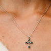 ITI NYC Trinity Cross Pendant with Green Cubic Zirconia in Sterling Silver