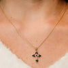 ITI NYC Trinity Cross Pendant with Dark Blue Cubic Zirconia in Sterling Silver