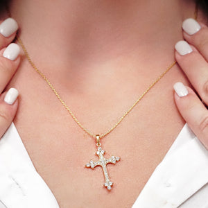 ITI NYC Trinity Cross Pendant with Cubic Zirconia in Sterling Silver