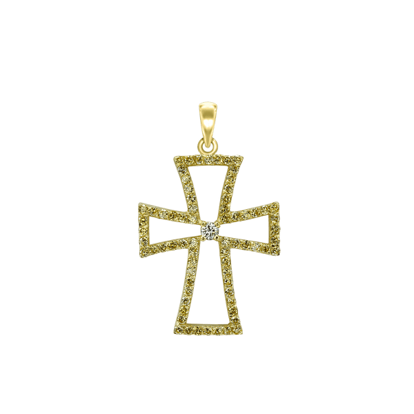 ITI NYC Cross Pattee Pendant with Cubic Zirconia in Sterling Silver