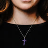 ITI NYC Bezel Set Cross Pendant with Amethyst Stones in 14K Gold