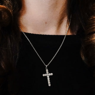 ITI NYC Bezel Set Cross Pendant with Diamonds in 14K Gold